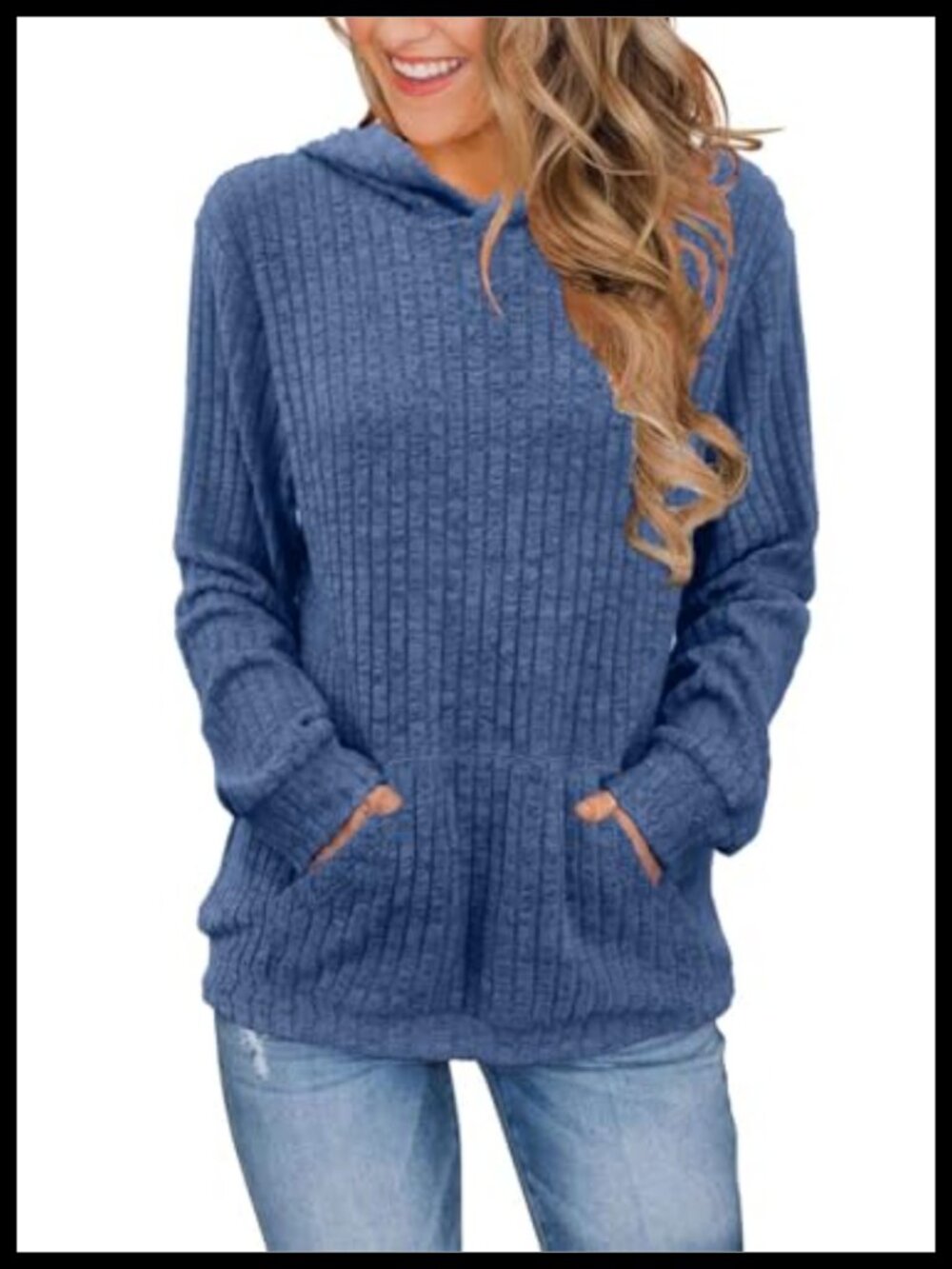Womens Long Sleeve Hoodie Kangaroo Pocket Pullover Loose Fit Casual